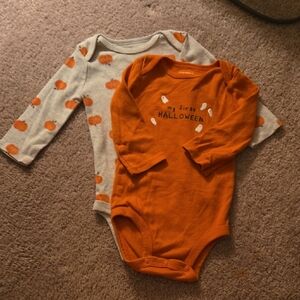 Carter's Orange and Gray Halloween Bodysuit Set